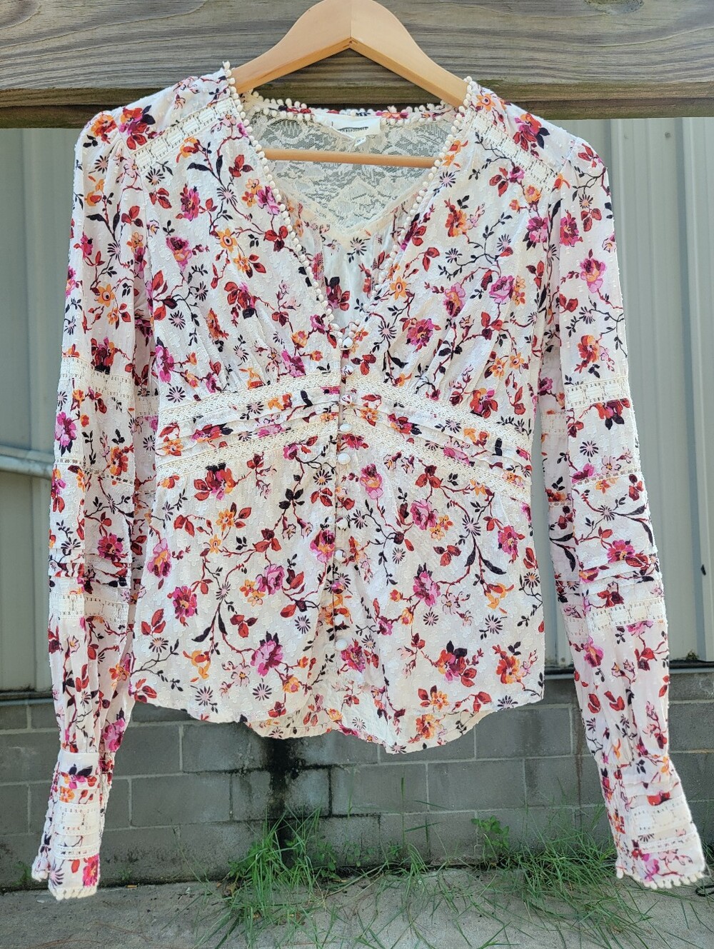 Anthropologie Puff Sleeve Lace Blouse
